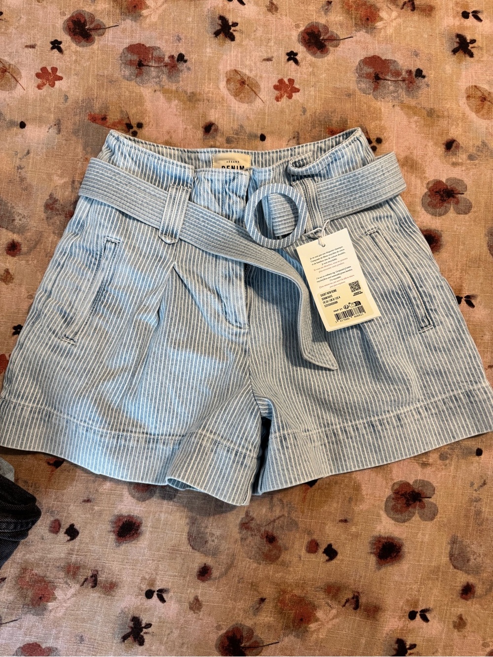 Sezane New Rome Shorts Denim Stripes - Size 6